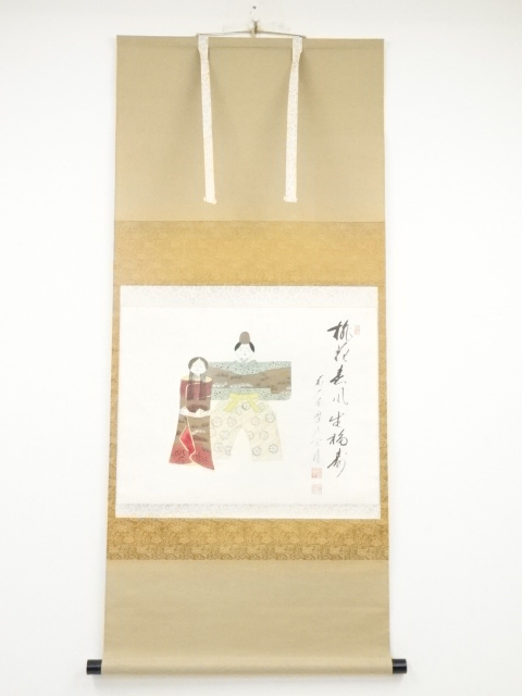 JAPANESE HANGING SCROLL / HAND PAINTED / HINA DOLL